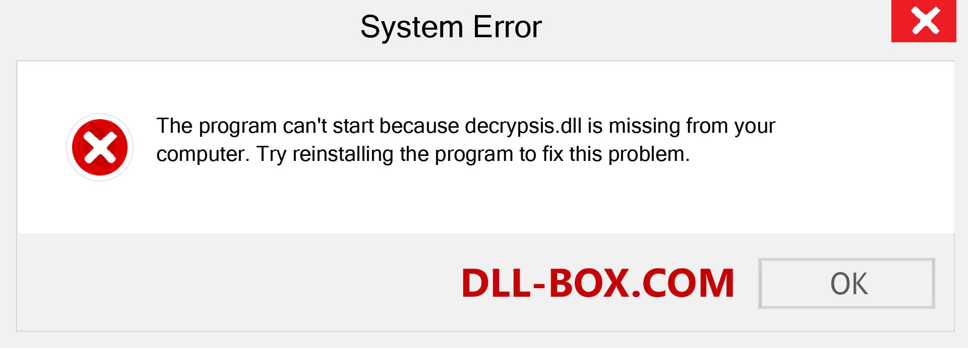  decrypsis.dll file is missing?. Download for Windows 7, 8, 10 - Fix  decrypsis dll Missing Error on Windows, photos, images